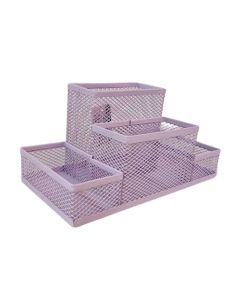 Organizador de Mesa Aramado com 4 Divisórias, Lilás Compacto Yins Paper yp8626