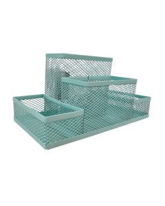 Organizador de Mesa Aramado com 4 Divisórias, Verde Compacto Yins Paper yp8626