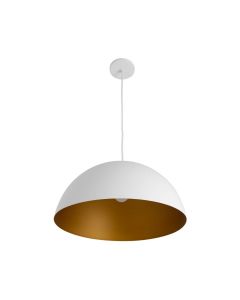 Pendente Lustre Cúpula 15" em Alumínio Branco e Dourado CL849