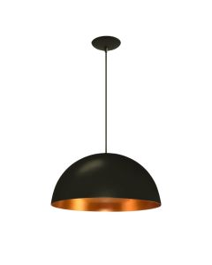 Pendente Lustre Cúpula 15" em Alumínio Preto e Dourado CL846