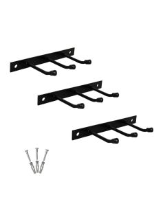 Kit 3 Suportes Pendurar Multiuso 9 Ganchos 18cm Aço Preto nv811pr