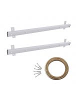 Par Suportes Parede Fixo 60cm Branco + Varal Aço e Kit Instalação - nv156p