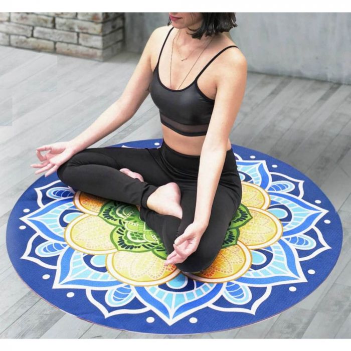 Tapete Yoga Redondo Mandala Antiderrapante 1,20m Lilás